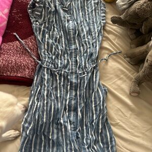 Blue and White Striped Dress